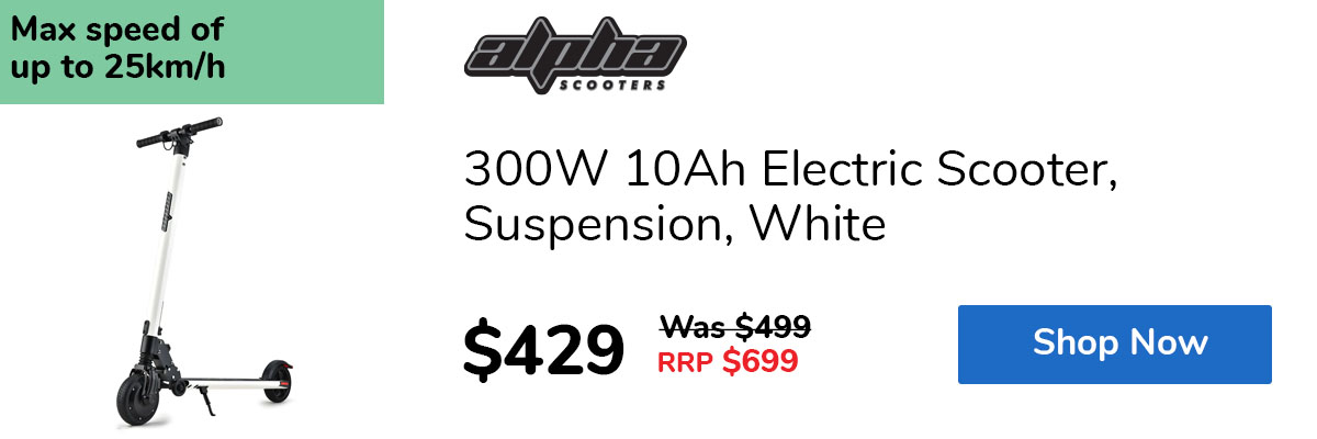 300W 10Ah Electric Scooter, Suspension, White