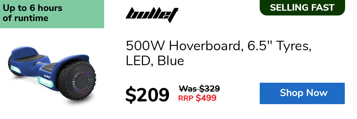 500W Hoverboard, 6.5" Tyres, LED, Blue