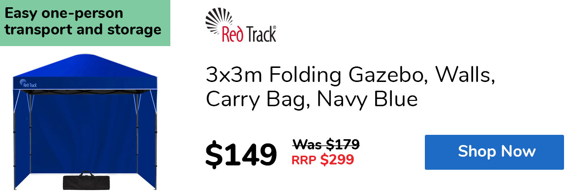 3x3m Folding Gazebo, Walls, Carry Bag, Navy Blue