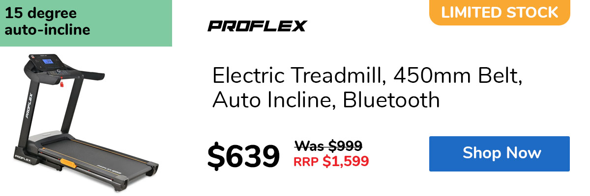 Electric Treadmill, 450mm Belt, Auto Incline, Bluetooth
