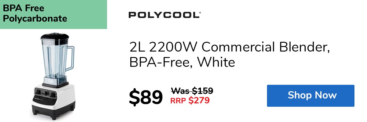 2L 2200W Commercial Blender, BPA-Free, White
