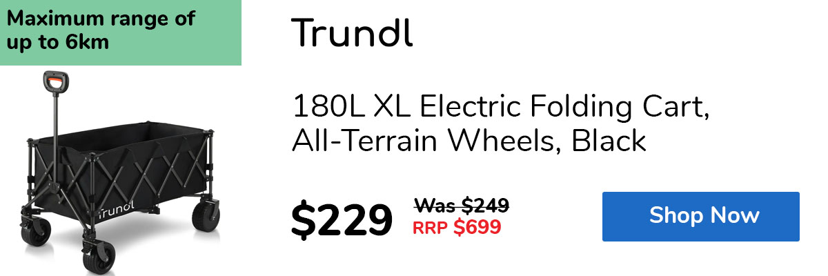 180L XL Electric Folding Cart, All-Terrain Wheels, Black
