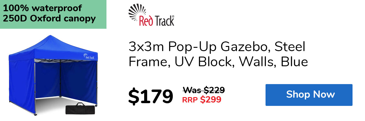 3x3m Pop-Up Gazebo, Steel Frame, UV Block, Walls, Blue