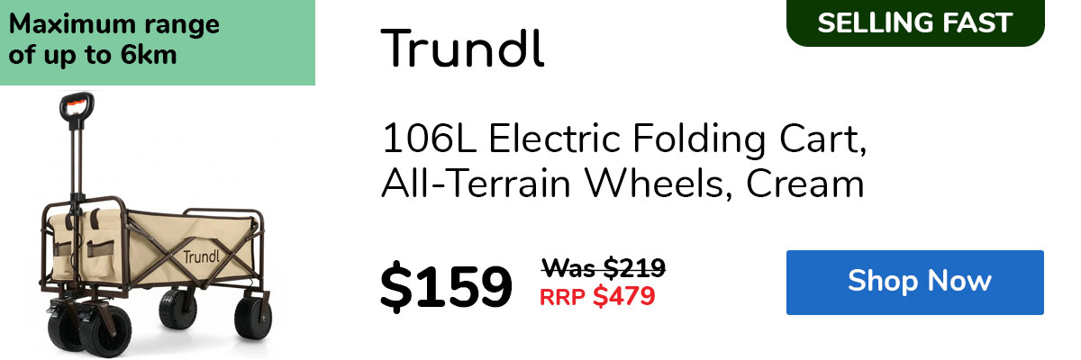 106L Electric Folding Cart, All-Terrain Wheels, Cream