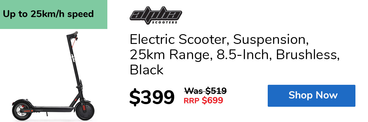 Electric Scooter, Suspension, 25km Range, 8.5-Inch, Brushless, Black