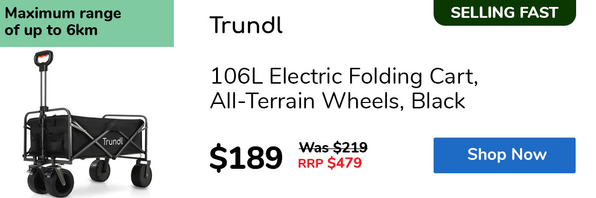 106L Electric Folding Cart, All-Terrain Wheels, Black