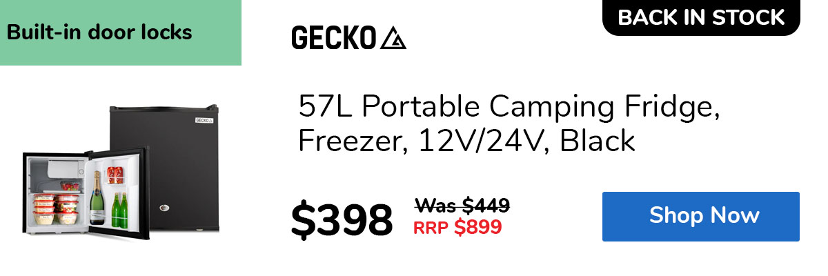57L Portable Camping Fridge, Freezer, 12V/24V, Black