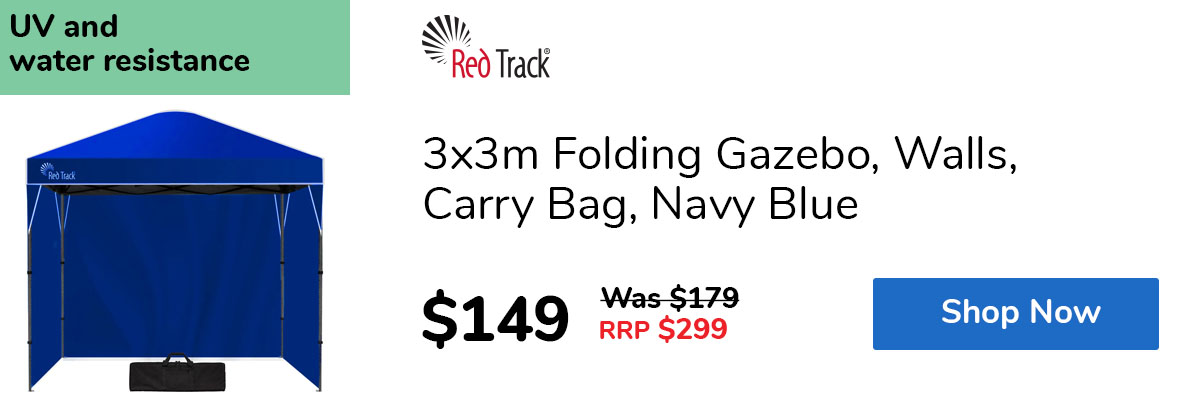 3x3m Folding Gazebo, Walls, Carry Bag, Navy Blue