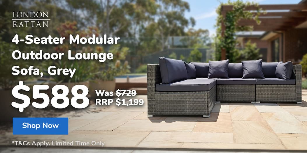 4-Seater Modular Outdoor Lounge Sofa, Grey