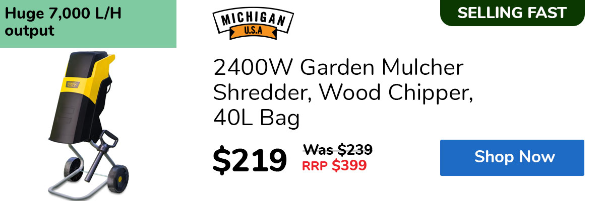 2400W Garden Mulcher Shredder, Wood Chipper, 40L Bag