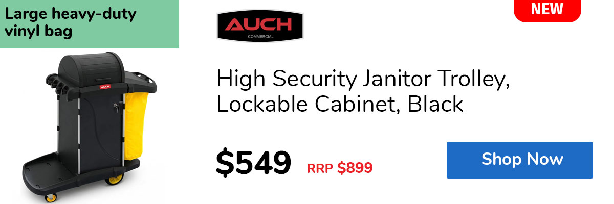 High Security Janitor Trolley, Lockable Cabinet, Black