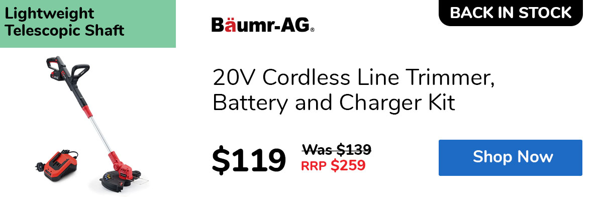 20V Cordless Line Trimmer, Battery and Charger Kit