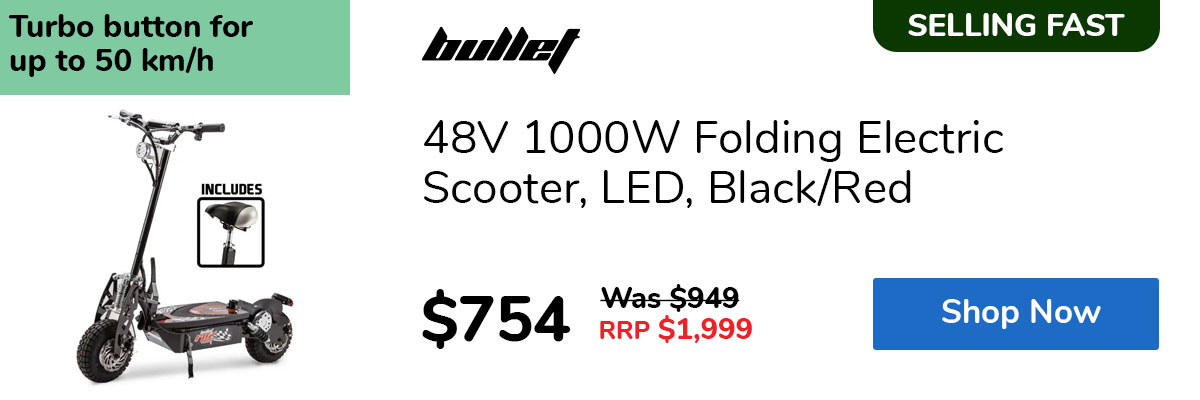 48V 1000W Folding Electric Scooter, LED, Black/Red
