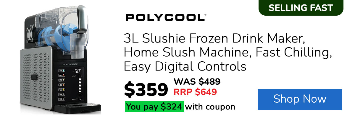 POLYCOOL 3L Slushie Frozen Drink Maker, Home Slush Machine, Fast Chilling, Easy Digital Controls