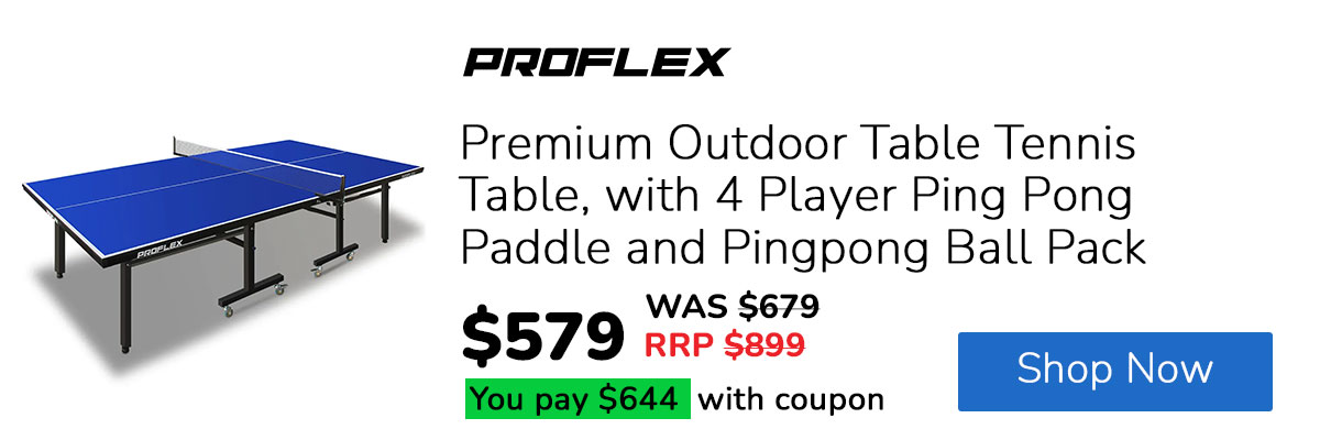 PROFLEX Premium Outdoor Table Tennis Table, with 4 Player Ping Pong Paddle and Pingpong Ball Pack
