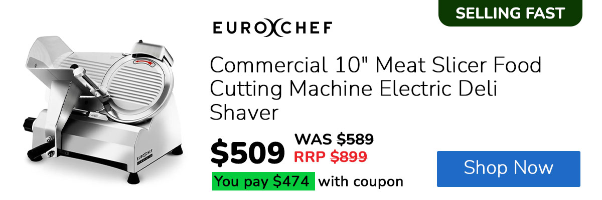 EuroChef Commercial 10" Meat Slicer Food Cutting Machine Electric Deli Shaver