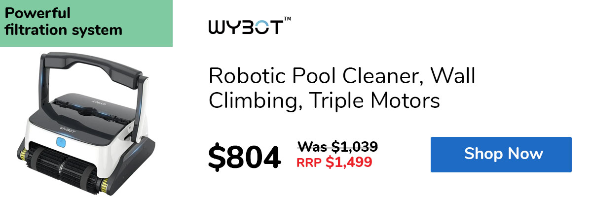 Robotic Pool Cleaner, Wall Climbing, Triple Motors