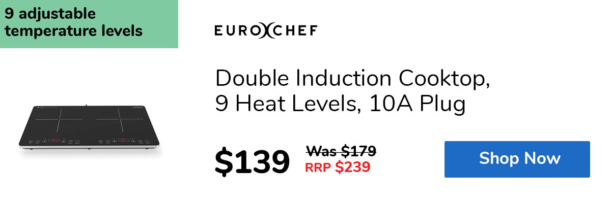 Double Induction Cooktop, 9 Heat Levels, 10A Plug