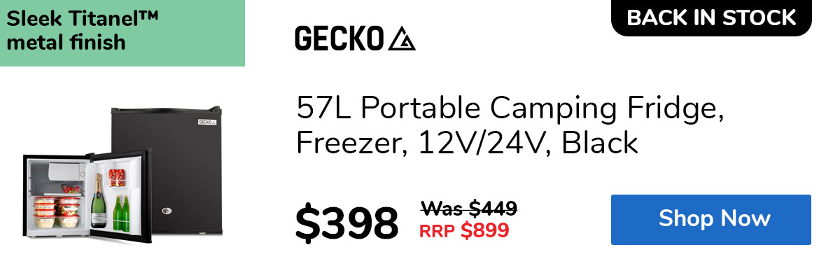 57L Portable Camping Fridge, Freezer, 12V/24V, Black
