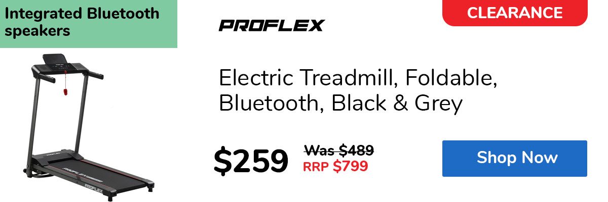 Electric Treadmill, Foldable, Bluetooth, Black & Grey