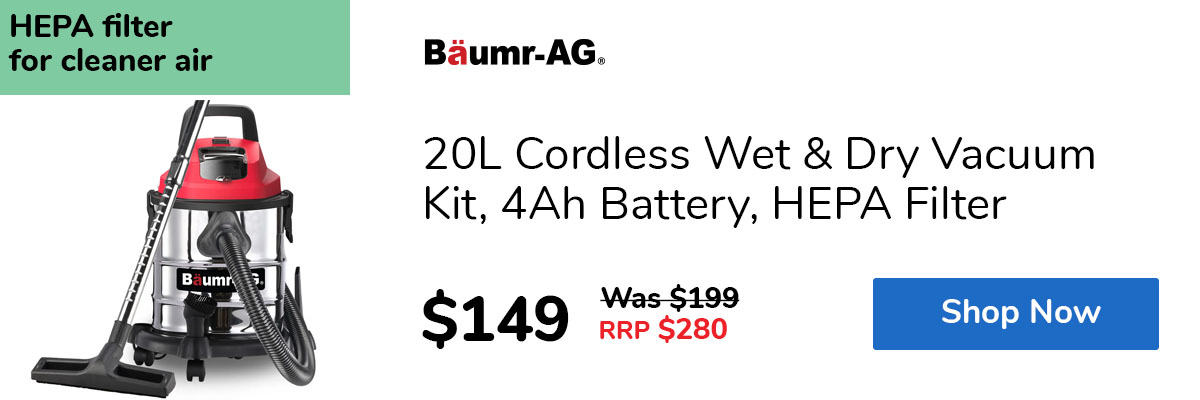 20L Cordless Wet & Dry Vacuum Kit, 4Ah Battery, HEPA Filter