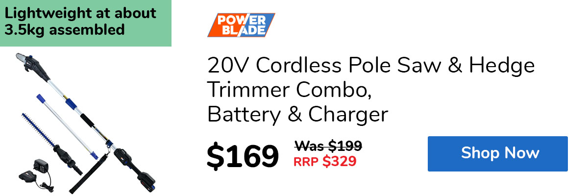 20V Cordless Pole Saw & Hedge Trimmer Combo, Battery & Charger