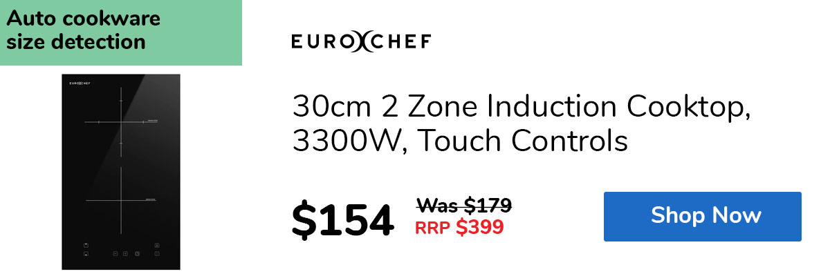 30cm 2 Zone Induction Cooktop, 3300W, Touch Controls