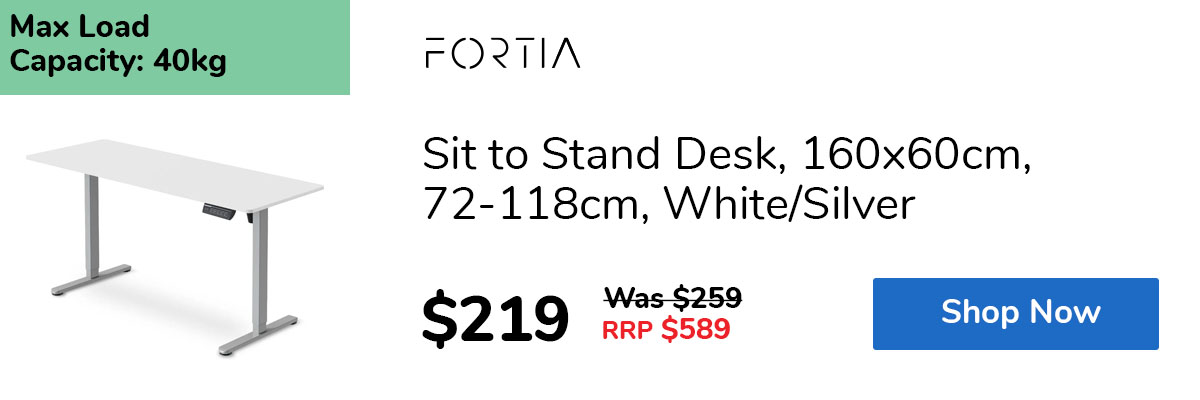 Sit to Stand Desk, 160x60cm, 72-118cm, White/Silver