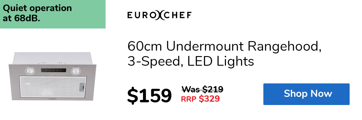60cm Undermount Rangehood, 3-Speed, LED Lights