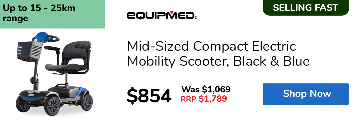 Mid-Sized Compact Electric Mobility Scooter, Black & Blue