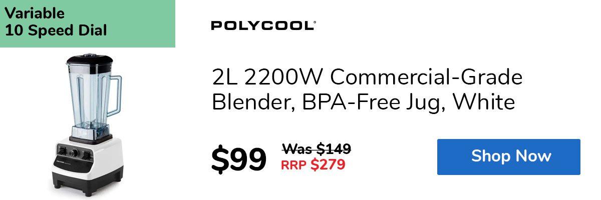 2L 2200W Commercial-Grade Blender, BPA-Free Jug, White