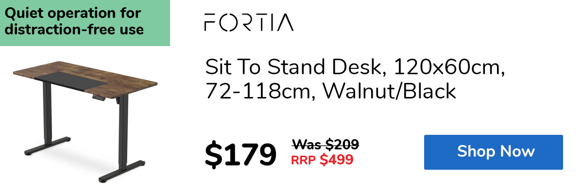 Sit To Stand Desk, 120x60cm, 72-118cm, Walnut/Black
