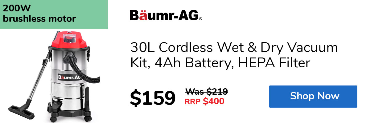 30L Cordless Wet & Dry Vacuum Kit, 4Ah Battery, HEPA Filter