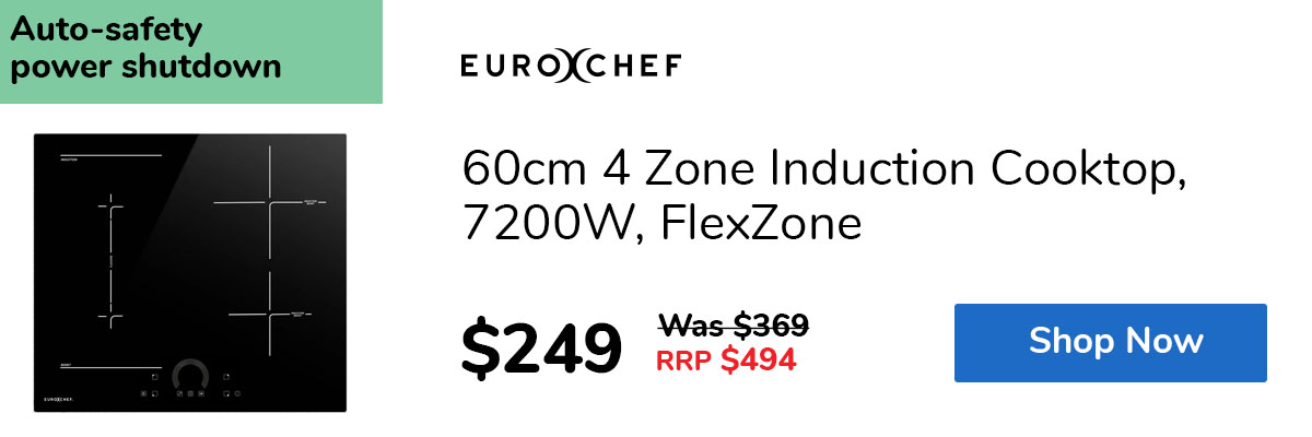 60cm 4 Zone Induction Cooktop, 7200W, FlexZone