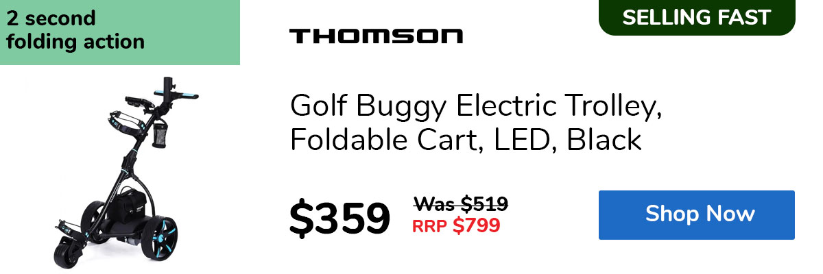 Golf Buggy Electric Trolley, Foldable Cart, LED, Black