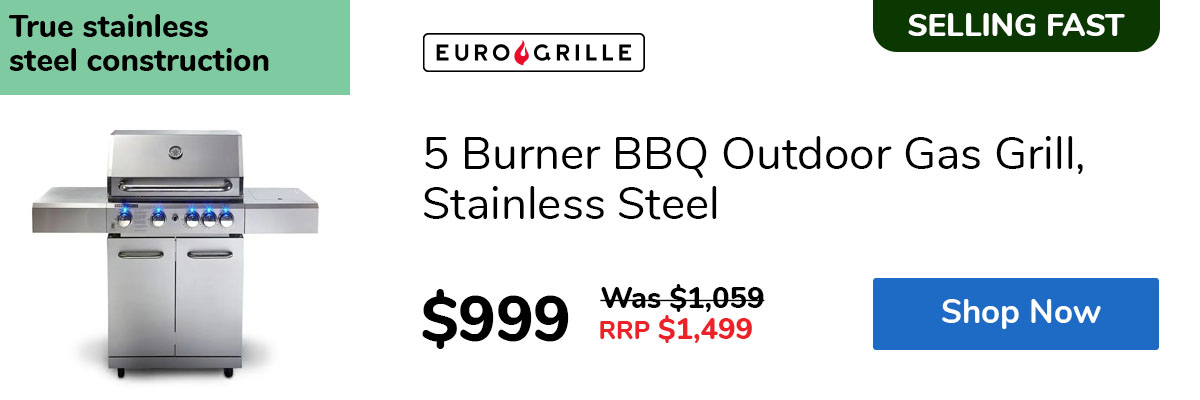5 Burner BBQ Outdoor Gas Grill, Stainless Steel