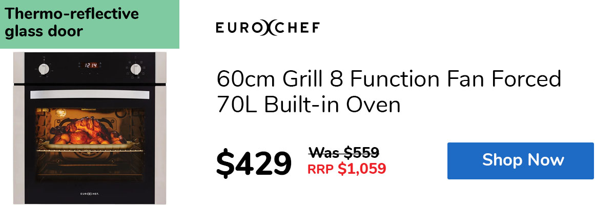 60cm Grill 8 Function Fan Forced 70L Built-in Oven