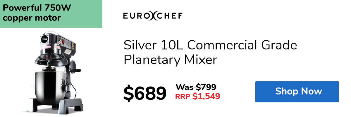 Silver 10L Commercial Grade Planetary Mixer