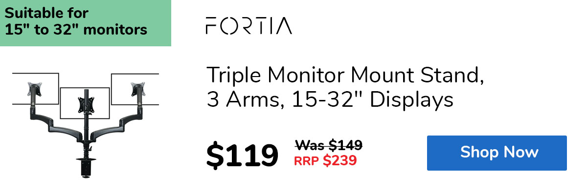 Triple Monitor Mount Stand, 3 Arms, 15-32" Displays