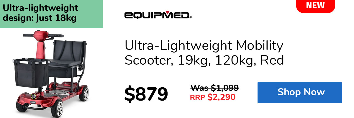 Ultra-Lightweight Mobility Scooter, 19kg, 120kg, Red
