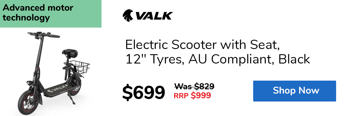 Electric Scooter with Seat, 12" Tyres, AU Compliant, Black