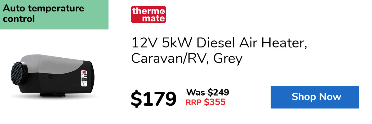 12V 5kW Diesel Air Heater, Caravan/RV, Grey