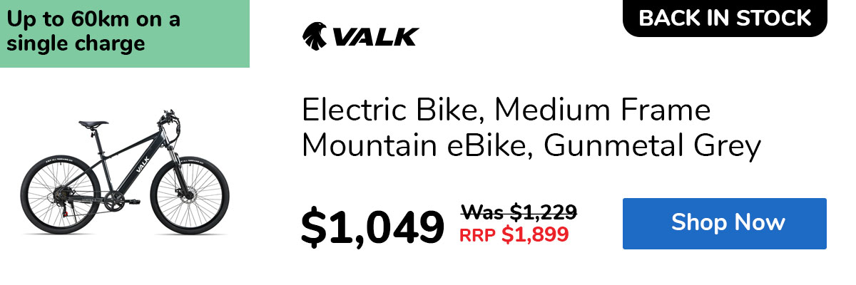 Electric Bike, Medium Frame Mountain eBike, Gunmetal Grey