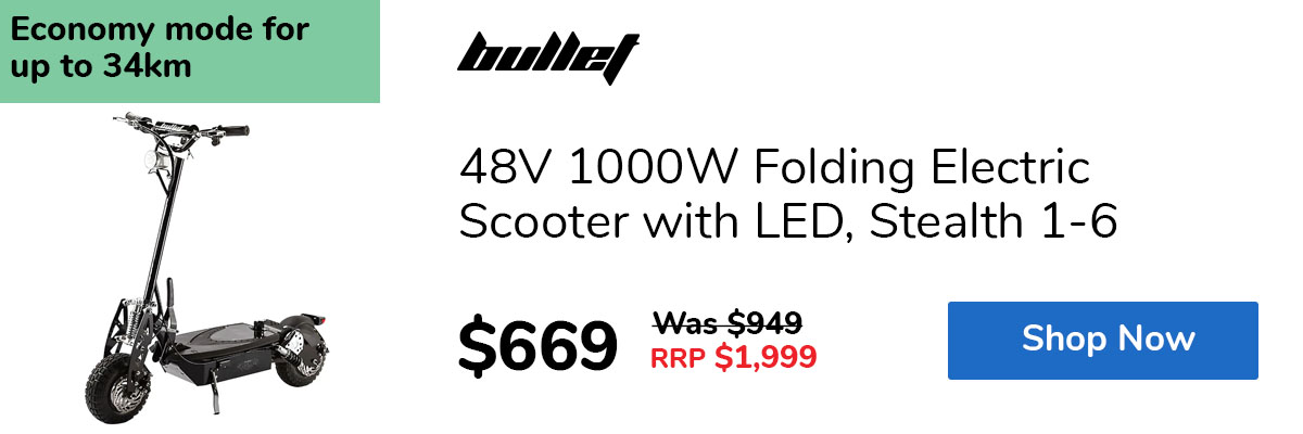 48V 1000W Folding Electric Scooter with LED, Stealth 1-6