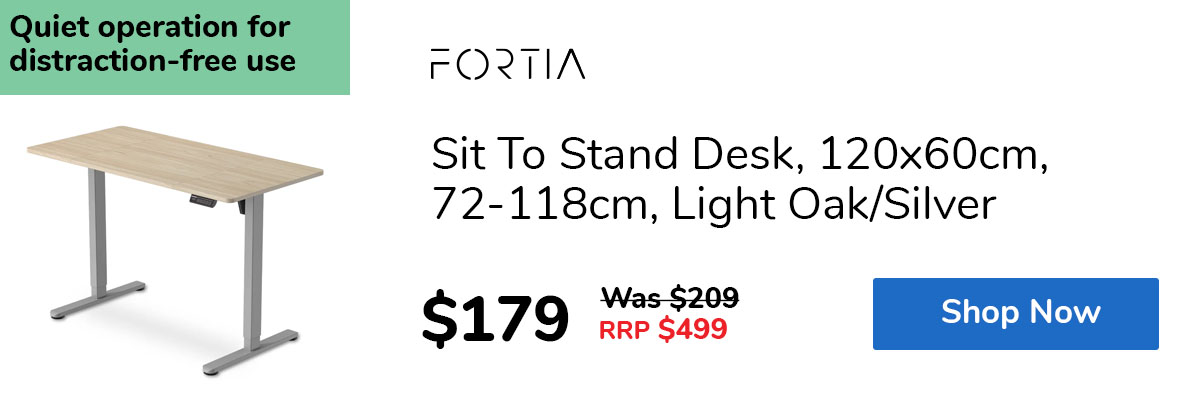 Sit To Stand Desk, 120x60cm, 72-118cm, Light Oak/Silver