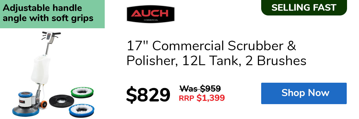 17" Commercial Scrubber & Polisher, 12L Tank, 2 Brushes