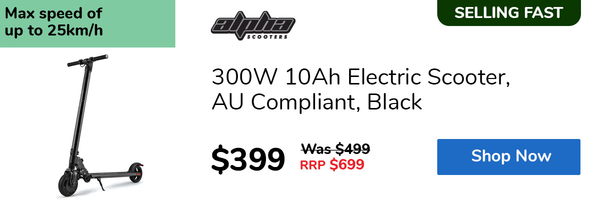 300W 10Ah Electric Scooter, AU Compliant, Black
