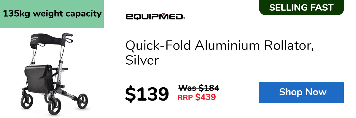 Quick-Fold Aluminium Rollator, Silver