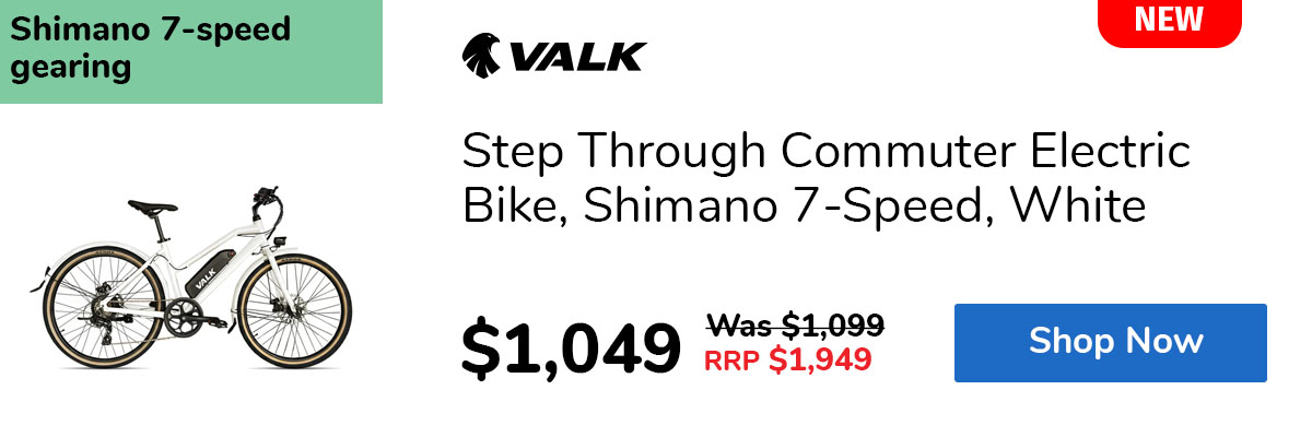 Step Through Commuter Electric Bike, Shimano 7-Speed, White