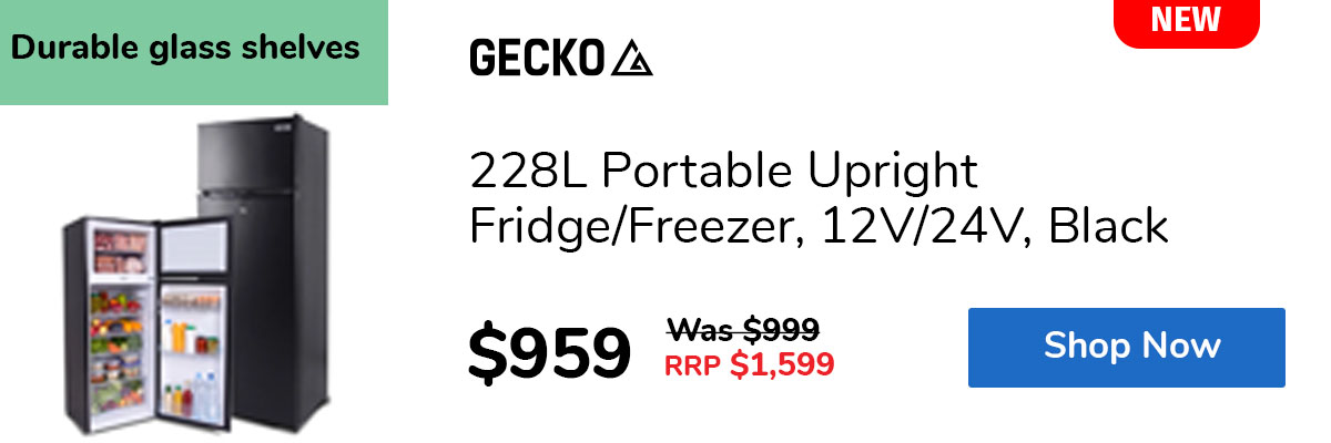 228L Portable Upright Fridge/Freezer, 12V/24V, Black
